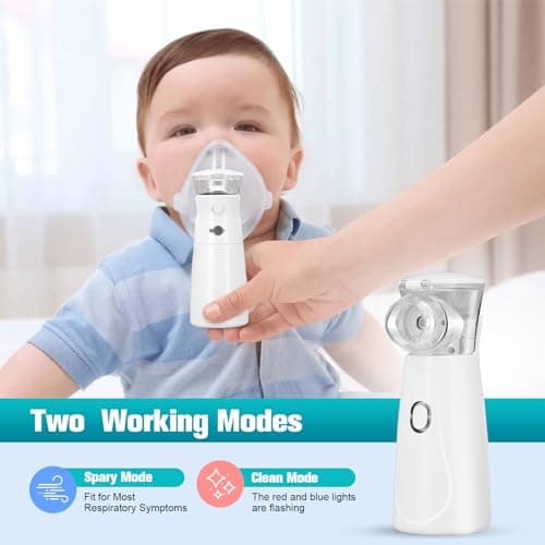 Towwoo Inhalateur Nébuliseur Portable, Inhalateurs Rechargeables avec Embout Buccal et 2 Masques, Aérosol Silencieux pour Enfants et Adultes, Machine Aérosol pour la Maison et les Voyages