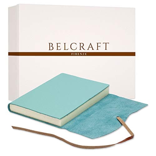 Belcraft Capri A5 Journal Intime/Carnet de Notes en cuir de fabrication artisanale Italienne, Cadeau Spécial, Journal de Voyage, Notebook A5 (15x21 cm) Aqua