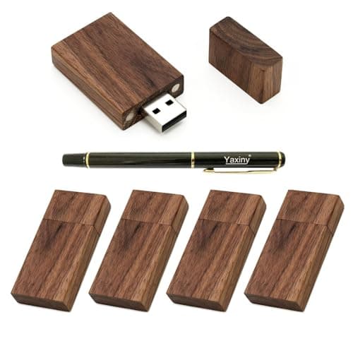 Yaxiny 5 Clés USB 2.0/3.0 rectangulaires en bois de noyer 3.0/16GB Wood USB Disk-4