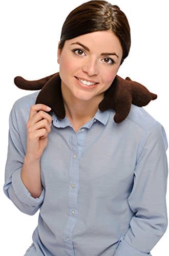 LESCHI Coussin chauffant - Bouillotte micro-ondes - Animal : chat marron - Bouillotte graines de blé bio souple - Idéal pour se réchauffer en hiver et tensions au niveau cou, épaules, nuque