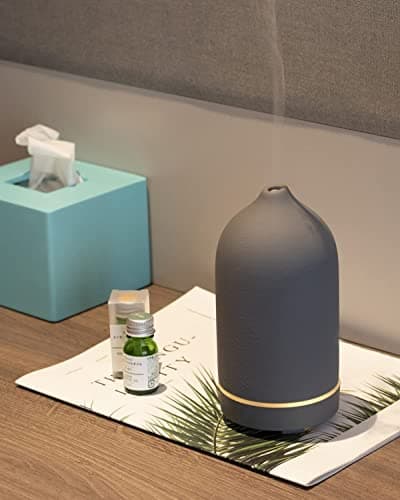 JESMAY Diffuseur d'arômes pour huiles essentielles - 120 ML - Diffuseur à ultrasons de qualité supérieure - en céramique - avec LED sans BPA - pour Chambre à Coucher, Bureau, Spa - Gris