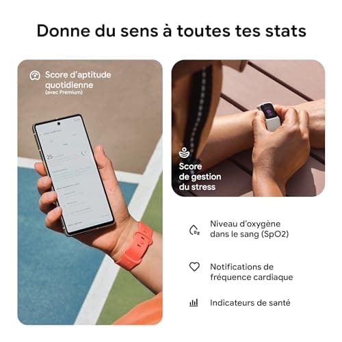 Google Fitbit Charge 6 Bracelet d'activité avec un abonnement de 6 mois à Fitbit Premium inclus, 7 jours d'autonomie de batterie, Google Wallet et Google Maps