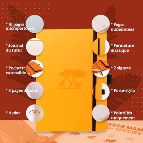 Dingbats* - Earth Carnet de Notes A5 Pointillé - Moyen, Couverture Rigide, Journal en Cuir PU - Fermeture élastique, Porte-stylo, Marque-page