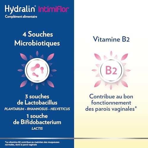 Hydralin IntimiFlor - Complément alimentaire - Un programme de 30 jours pour le confort intime féminin - 30 comprimés - Fabriqué en France