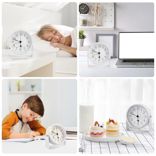 Réveil Analogique Silencieux, Réveil Silencieux Sans Tic-Tac Avec Lumière, Reveil a Piles, Réveil Analogique Sans Tic-Tac, Horloge a Poser Pour Table De Chevet, Chambre, Salon (11,5 X 10,5 cm)