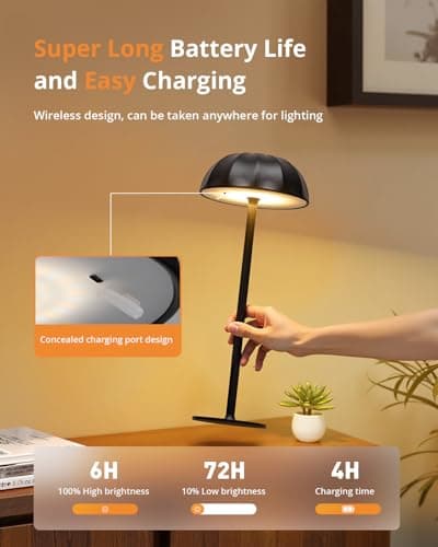 wowatt Lampe de Table Sans Fil, 3 Températures de Couleur et Gradation Continue Lampe Tactile, IP54 Lampe Exterieur Rechargeable USB, Deux Hauteurs Réglables pour Chambre à Coucher, Patio, Restaurant