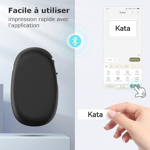 SUPVAN E10 Etiqueteuse inclut Étiquettes Autocollantes Imperméables, Smart App avec 40+ Polices, 150+ Modèles et 700+ Icônes, Idéale pour la Maison, la Cuisine, l'école, l'organisation et Le Bureau