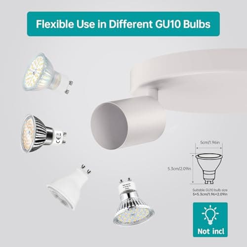 wowatt Spots de Plafond Orientable Blanc, Plafonnier 2 Spots GU10 Moderne, Rampe Spots et Rails de Spots Pivotant, Applique Murale Interieur Rond pour Cuisine Salon Chambre (Sans Ampoule)