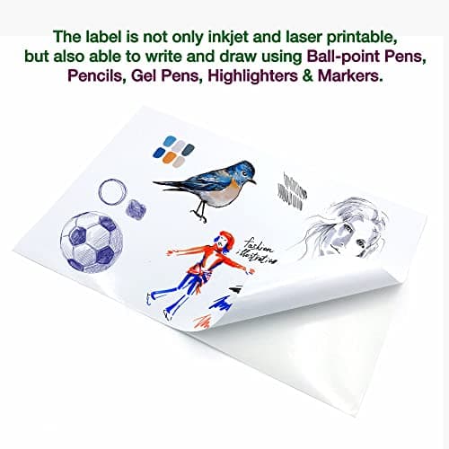 Evergreen Goods 50 Feuilles A4 Blanches Etiquettes Autocollantes Papier Pour L'impression De Photos Et D'images | Papier Stickers a Résistantes Aux éClaboussures Pour Imprimantes à Jet D'encre & Laser