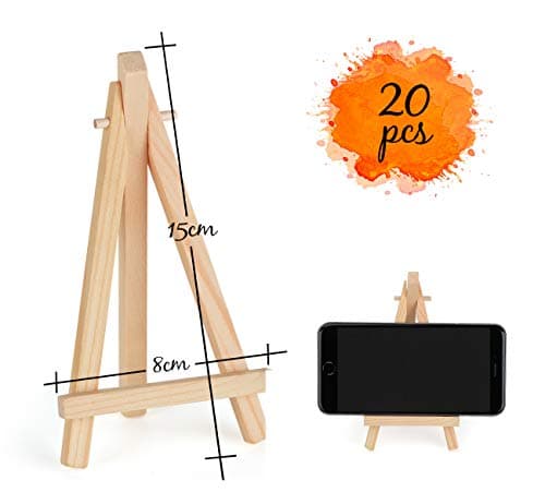 Anstore Lot de 20 Petit Chevalet en Bois Mini présentoir pour les Cartes de Visite, les Albums Photo, L'artisanat de Peinture Mariages Fêtes d'anniversaire (15 x 8 cm)