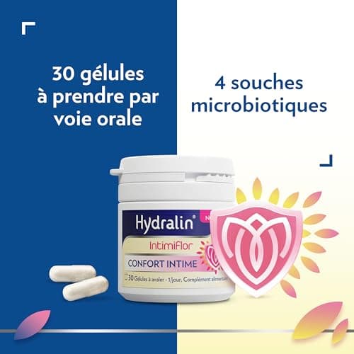 Hydralin IntimiFlor - Complément alimentaire - Un programme de 30 jours pour le confort intime féminin - 30 comprimés - Fabriqué en France