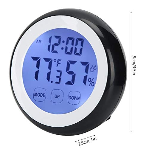 HERCHR Réveil de Voyage, Horloges Numériques LCD Horloge Digitale avec Température, Humidité pour Voyages, Chambre, Bureau, Reveil Matin a Piles