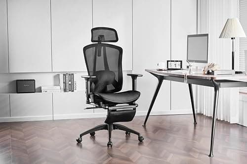 HOMESTOOL Chaise de Bureau Ergonomique Fauteuil Bureau avec 2-Axe Soutien Lombaire Réglables, Siege Bureau en Maille Carbone Chaise Ordinateur à Hauteur Assise Siège Cascade Capacité de 150kg