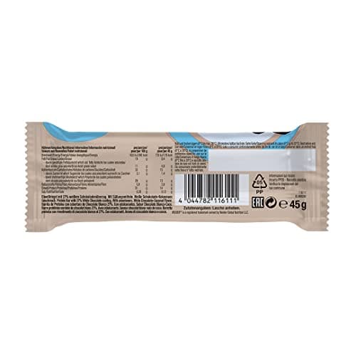 WEIDER Joe's Core Bar, délicieuse barre protéinée au cœur moelleux enrobé de chocolat blanc, barre protéinée avec plus de 31% de protéines, faible teneur en sucre, Goût Chocolat Blanc-Coco, 12 x 45 g