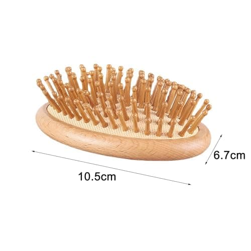 2 Pièces Peigne de Massage en Bois, Masseur de Cheveux Brosse de Cuir Chevelu, Brosse à Cuir Chevelu, Sans Poignée, Peigne Rond en Bambou pour Femmes Hommes Cheveux Raides Curl