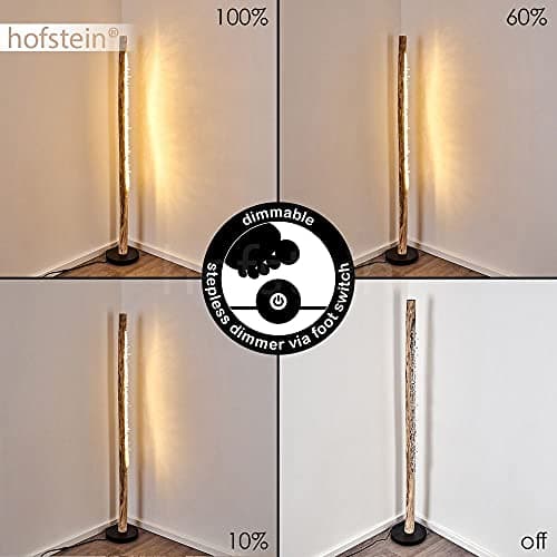 Lampadaire LED Bansberia en bois, métal et cristaux plastiques créant un effet scintillant, élégant luminaire à intensité variable idéal dans un salon moderne, 15 Watt, max. 980 Lumen, 3000 Kelvin