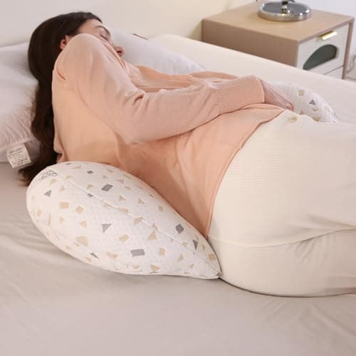 Oreiller de grossesse pour dormir – Oreiller de grossesse pour le dos, les hanches, les jambes, oreiller de maternité doux pour femme enceinte, double cale amovible et réglable avec housse d'oreiller