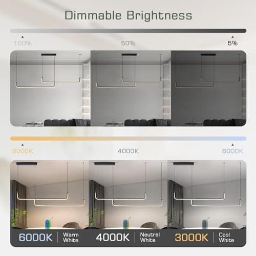 KSIBNW Lustre Suspension Luminaire LED 36W Dimmables, Moderne Lustre Salon Luminaire Suspension Noir Métal Lampe Suspension avec Télécommande & APP Contrôle 2700K-6500K Luminosité Réglable
