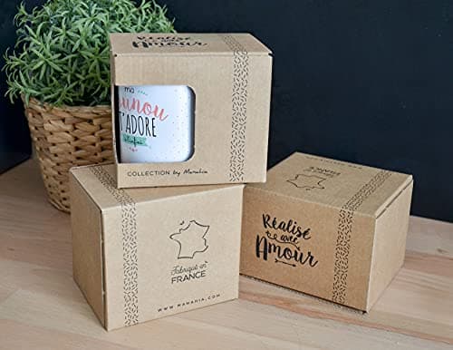 Manahia Mug Cadeau Nounou - Je t'adore à l'infini - Avec Boite Kraft - 330 mL Céramique - Imprimé en France - Tasse Nounou - Cadeau Noël, Anniversaire - Merci Nounou