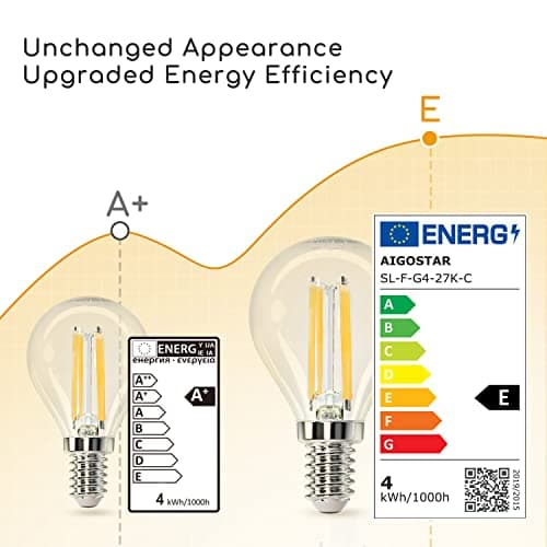 Aigostar Ampoule LED Filament E14 Blanc Chaud 2700K,470LM,4W Equivalent à Ampoule Incandescente 40W,G45,Angle de 360o, Non-dimmable, Lot de 5