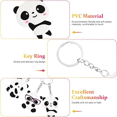 Toyvian Panda Porte-clés Mignons Voiture Porte-clés À Main Décorations Pendentif Party Favors 6 pcs (Style aléatoire) Blanc
