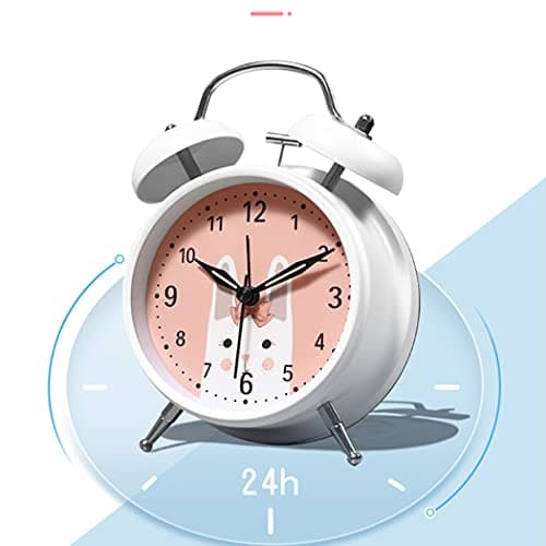 SWHONG Cartoon Cat Ears Design Small LED Digital Loud Alarm Clock with USB Port for Charging Adjustable Volume and Brightness Simple Kid Bedside Clock