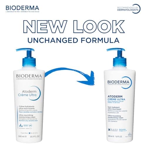 BIODERMA Atoderm Crème Ultra - Soin hydratant quotidien pour toute la famille - Renforce la barrière cutanée - Pour peaux sensibles à sèches - Flacon pompe 500 ml