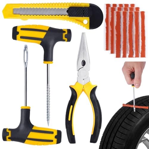 Kit Réparation Pneu, Kits de réparation de pneus, Kit Réparation Pneu Voiture, Kit Réparation Pneu Tubeless, Kit de réparation, pour Voitures, Motos, Camions, VTT, Tracteurs, Camping-Cars, SUV, Jeep