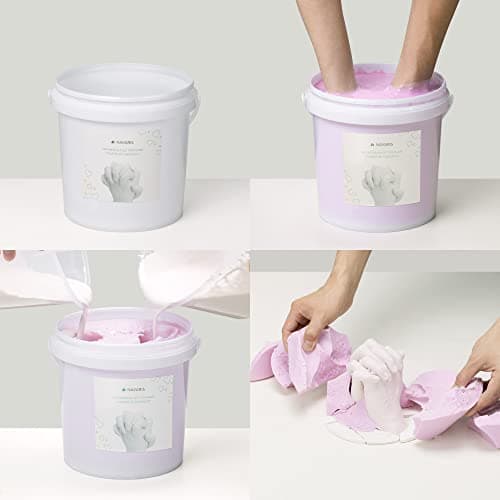 Navaris Kit Moulage 3D Famille - Kit Sculpture Empreintes Mains Pieds pour Couple Adulte Bébé Enfant Chien - Accessoire Plâtre Modelage Souvenir