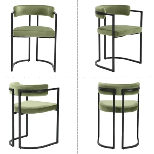Wahson Chaises de Salle a Manger en Velours Lot de 2 Chaise Salle à Manger avec Accoudoirs Dossier Chaise de Cuisine Pied en Métal, Chaise Velours pour Salle à Manger/Restaurant, Vert