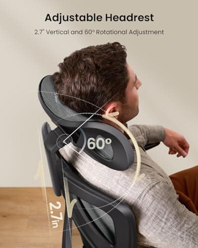 ProtoArc EC100 Chaise de Bureau Ergonomique - Chaise Gaming avec Un Coussin à Ressorts Plus épais de 10 CM, Soutien Lombaire, Accoudoirs et Appui-tête Réglables - Gris