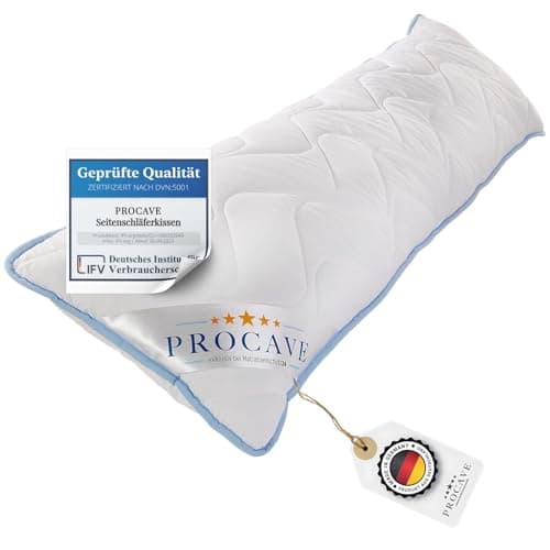 PROCAVE Oreiller pour dormeur latéral, revêtement TopCool, Coussin d’Allaitement Doux, Coussin de maternité Respirant 40x200 cm, fabriqué en Allemagne