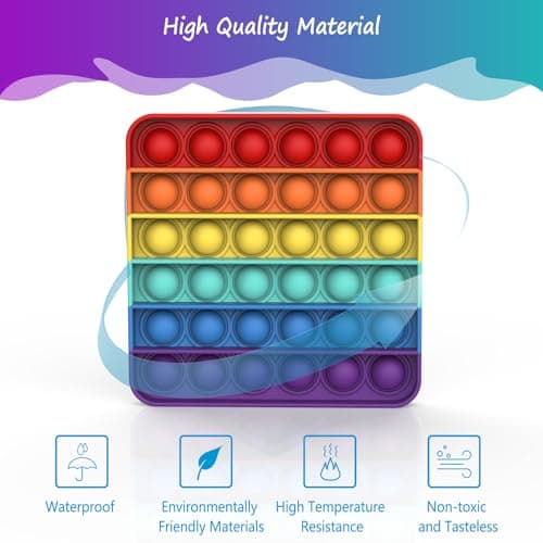 BDwing Push and Pop Bubble Sensory Fidget Toy, Jouets Sensoriels à Presser, Silicone Anti-Stress Jouets de Soulagement de L'anxiété Educatifs Autisme Besoins Spéciaux pour Enfants Adultes