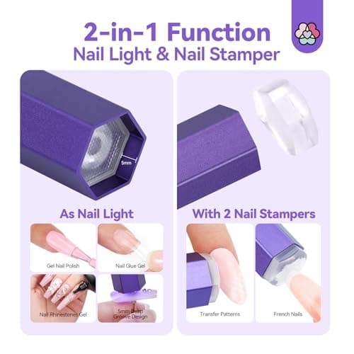Saviland Lampe UV Ongles Gel, 2 en 1 Portable Mini U V LED Lampe avec Tampon À Ongles, Lampe U V professionel, Séchage Rapide pour Toutes les Gel U V, Ongles Gel Pose Americaine, Vernis Semi Permanent