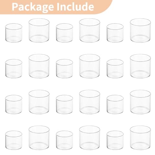 NUPTIO Porte-Bougies À Réchaud en Verre: 24 Mini Porte-Bougies À Réchaud Bougies Flottantes en Cristal Décoration Table Lors de Mariages en Plein Air de Fêtes de Fin D'année 4 cm & 5 cm Hauteur