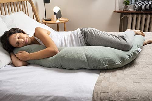 doomoo Coussin de Grossesse & Coussin Allaitement Comfy Big Tetra Green - Ultra Confort pour Dormir Pendant la Grossesse - Soulage Dos, Jambes et Ventre - Housse 100% Bio & Certifié Oeko-TEX, Vert