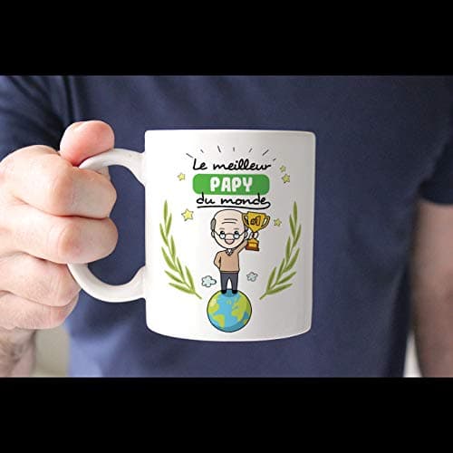 Mugffins Papi Tasse/Mug - Le Grand-Père du Monde - Tasse Originale/Idee Fête des Pères/Cadeau Anniversaire/Future Papi. Céramique 350 ML