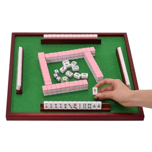 Muteitt Supports De Dominos en Bois, Plateaux De Tuiles De Mahjong en Bois, Supports De Tuiles De Dominos, Plateaux De Dominos pour Mahjong Mexican Train Chickenfoot Autres Jeux