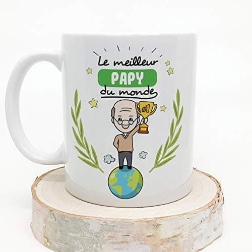 Mugffins Papi Tasse/Mug - Le Grand-Père du Monde - Tasse Originale/Idee Fête des Pères/Cadeau Anniversaire/Future Papi. Céramique 350 ML