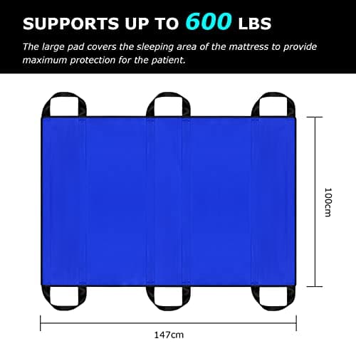 LOSCHEN Support de positionnement pour le transfert des patients, planche de transfert des patients avec poignées, convient aux personnes en surpoids, aux personnes âgées et aux patients (bleu, 100 x