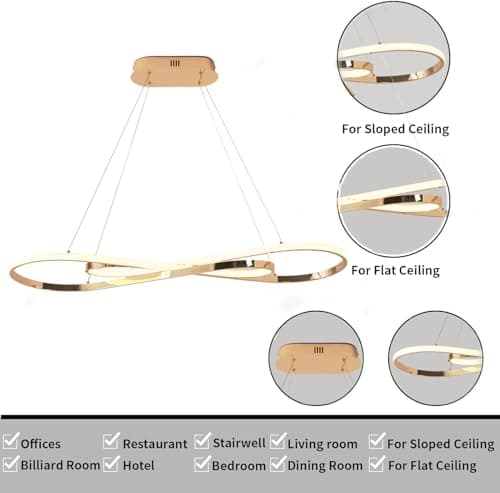 MQW Suspension LED table à manger lampe suspendue à intensité variable avec télécommande lampe à suspension design linéaire lampe lustre réglable en hauteur secrétaire lampe de cuisine (L100cm/57W)or