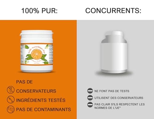 Kala Health - Vitamine C Pure 1 kg - Poudre de vitamine C - Acide ascorbique pur - Fourniture de 1000 jours x 1000 mg dosage élevé - Avec cuillère-doseuse - Végétalien - Qualité premium