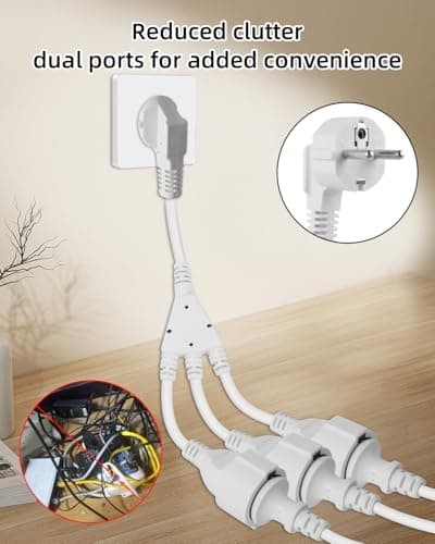 RIIEYOCA Câble d'extension de Contact de Protection, Prise 90 sur 3 Prises, Câble d'extension d'alimentation étanche 16A / 250V pour Une Utilisation en Extérieur, pour la Maison, Le Bureau (Blanc)