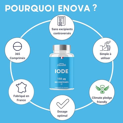 IODE 150 MCG | 365 petits comprimés | Iode thyroide | Fabriqué en France | Iodure de Potassium | Complement alimentaire | Sans additifs indésirables