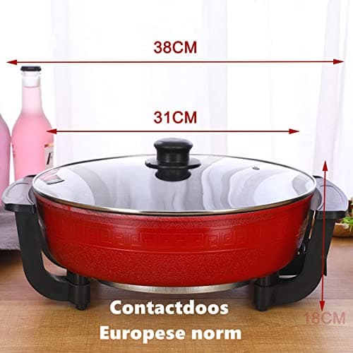 Pot de canard mandarin, Double Hot Pot, Fondue chinoise, Hot Pot électrique multifonctionnel antiadhésif domestique de 6L de grande capacité, Rouge.