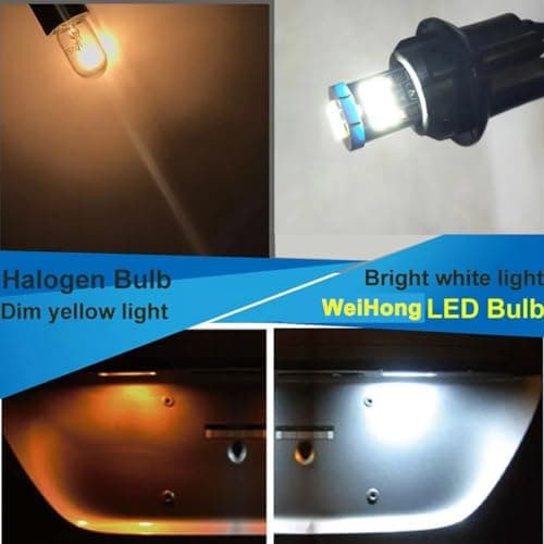 WeiHong 10 pièces Ampoule T10 W5W LED CANBUS 12V Non Polaire 194 Wedge Intérieur De Voiture Lumière Dôme Feux De Plaque D'immatriculation,lampes de lecture de voiture,feux latéraux (Bleu glacier)