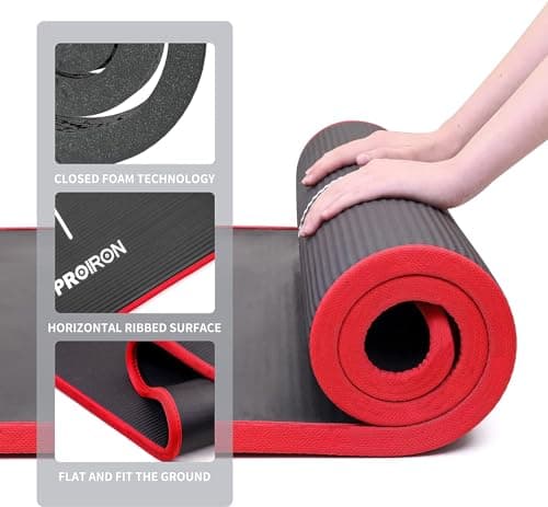 PROIRON Tapis de Yoga Epais 10MM, Antidérapant Tapis d'exercice Fitness, Tapis de Gymnastique pour Yoga Pilates Gym Exercices Sport Camping Voyage, en Mousse NBR/respecte la Peau, Noir