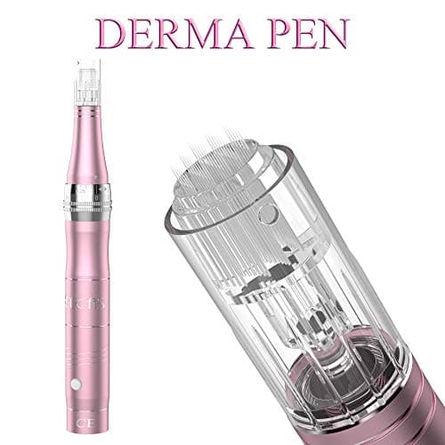 PELCAS Dermapen Micro Aiguilles Stylo avec 3 Têtes d’Aiguilles et 3 Vitesses, 0-2 mm Réglable Microneedling Pen Professionnelle pour Rides Cicatrices d'acné Vergetures Tachetures