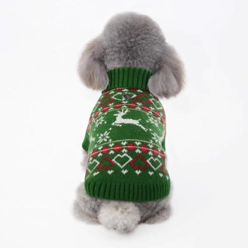 KONVINIT Pull Noel Chien,Hiver Tricot Pull de Noël pour Animaux de Compagnie à Col Roulé Pull-Overs pour Chiens,pour Petit Moyen Grand Chien Chiot