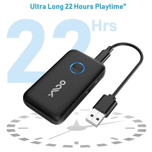 YMOO Transmetteur Recepteur Bluetooth 5.3, Adaptateur Bluetooth Audio 3.5mm Jack HiFi AUX, Aptx Faible Latence, Diffusion Audio pour TV/Smartphone vers Casque Bluetooth/Enceinte/Avion